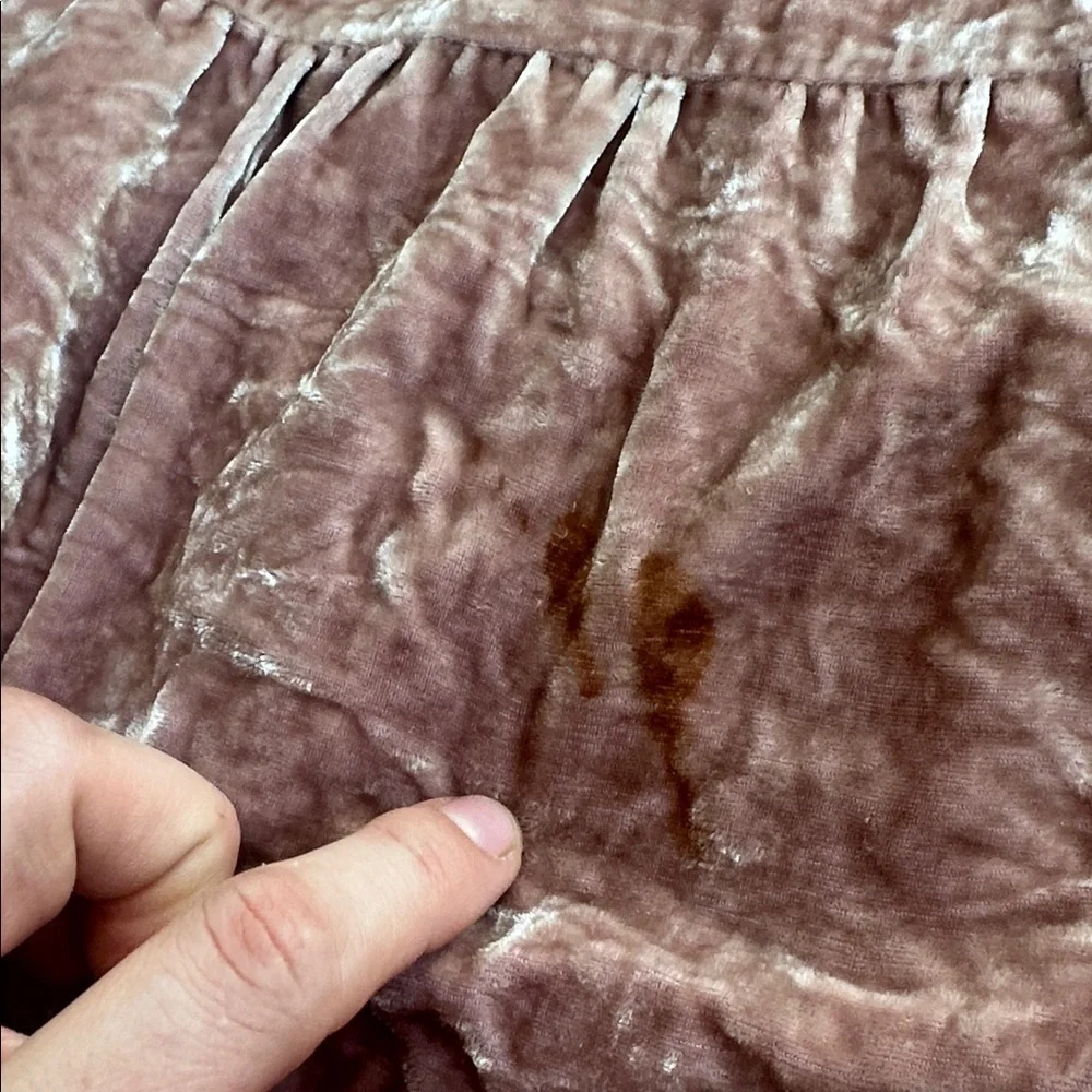 Mango Velvet Kids Dress in Soft Pink dusty Brown 4/5